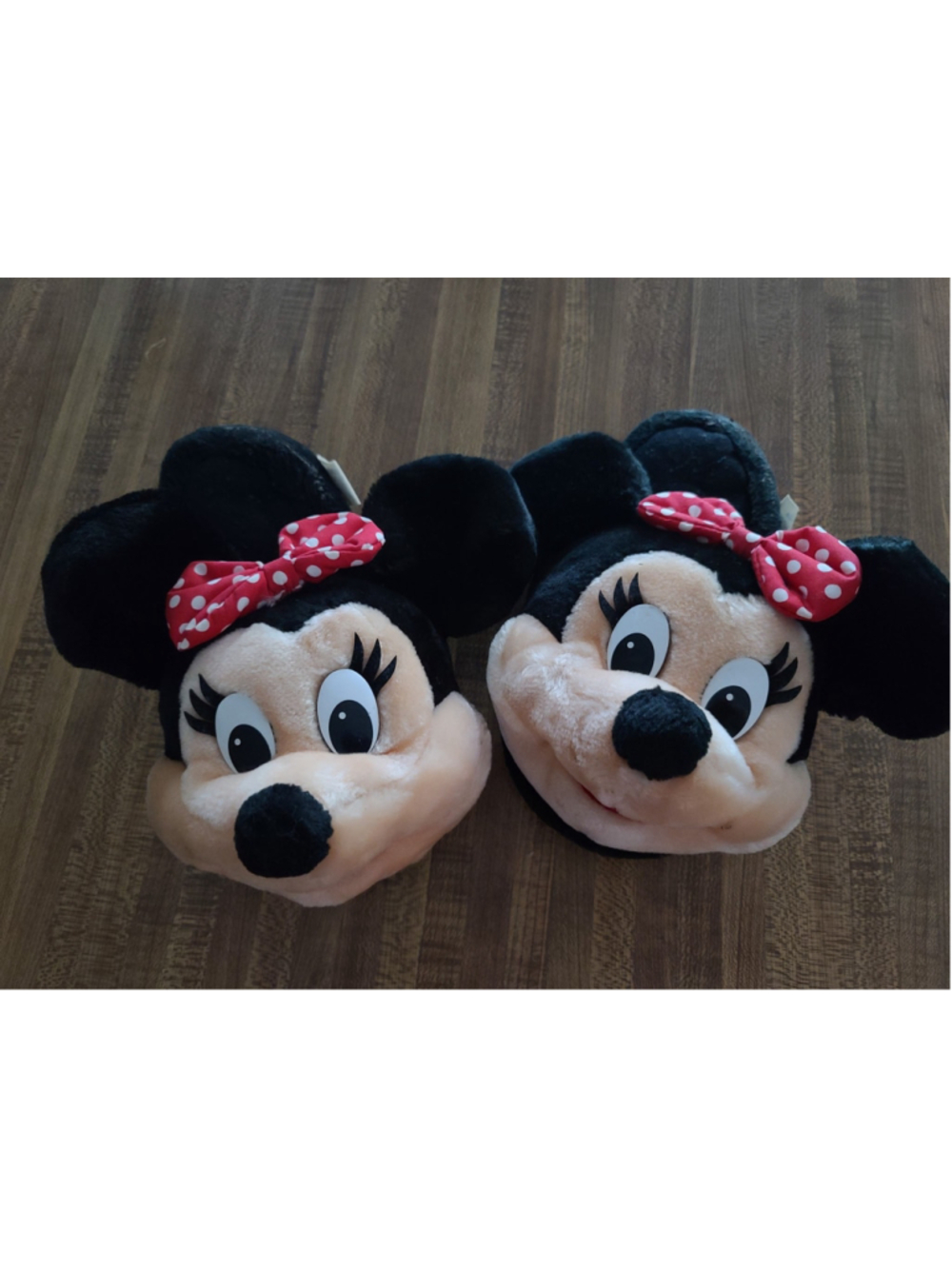 VTG 1980s Minnie Mouse Plush Head Slippers Child 9/10 Authentic Disneyland Tag